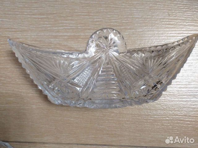 Ваза хрустальная СССР лодочка