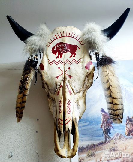 Натуральный череп этнографический HardSkin Бизон