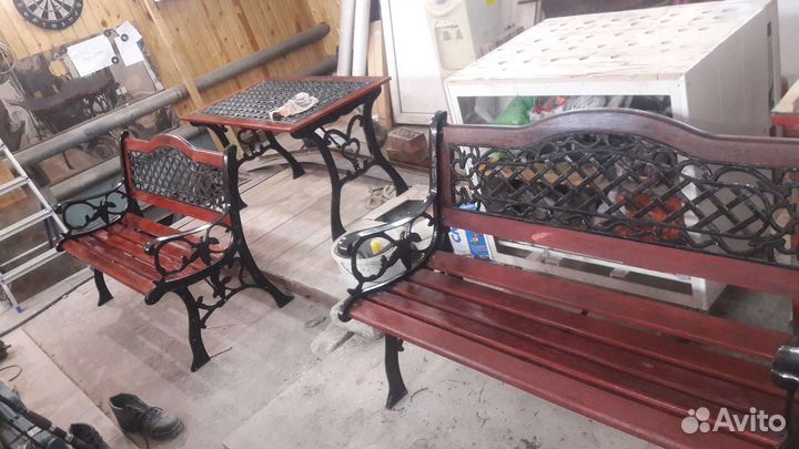 Скамейка садовая со столиком