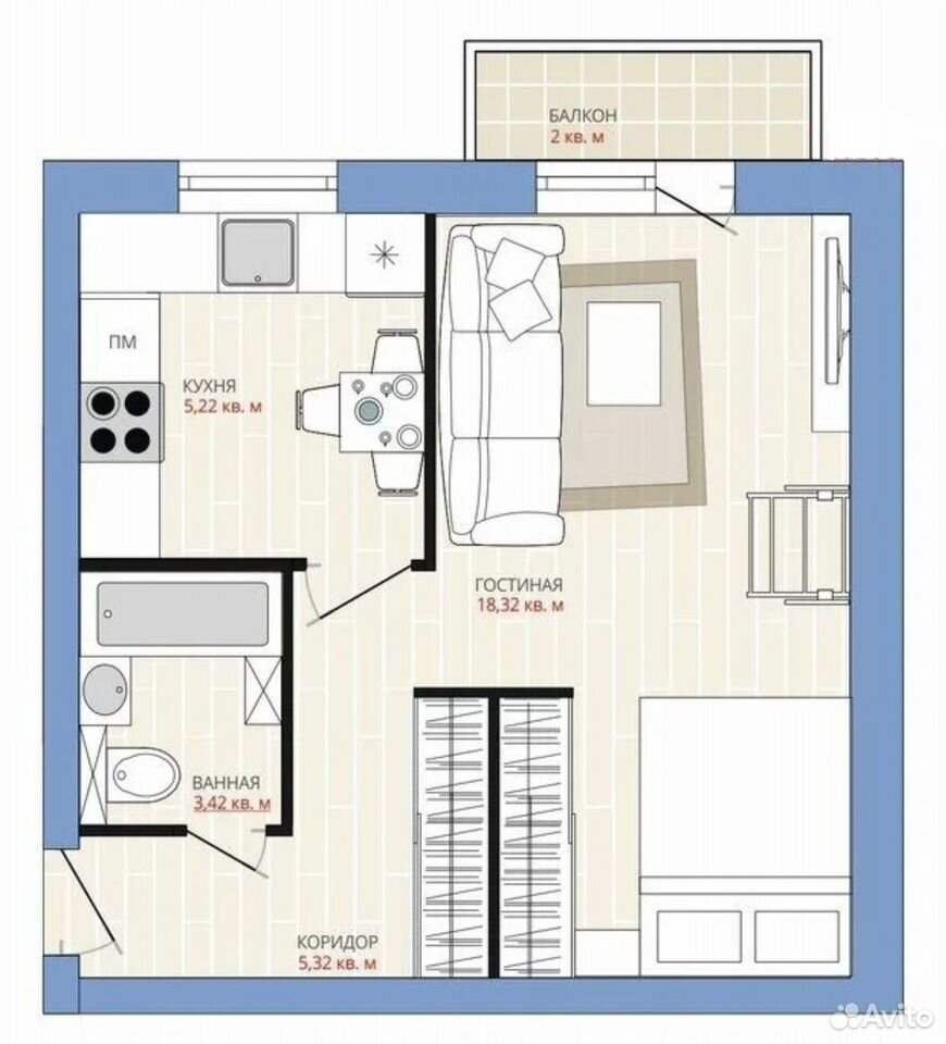 1-комнатная квартира в аренду, Москва, ул. Каховка, 21к1 — 70 000 ₽/мес