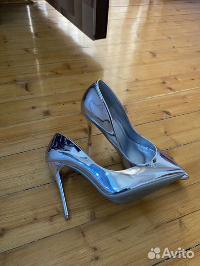 Туфли женские зеркальные,серебристые,лодочки