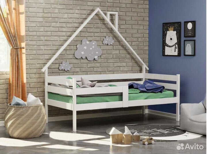 Софа для малыша берёза с бортиком Домик