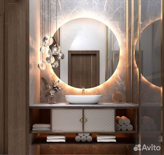Зеркало в ванную с подсветкой круглое