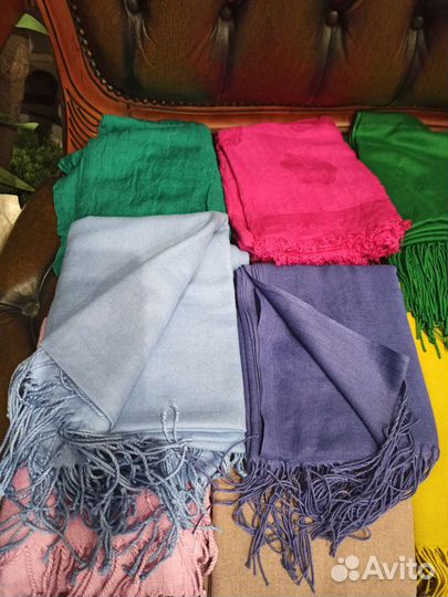 Палантины теплые однотонные пашмина и италия