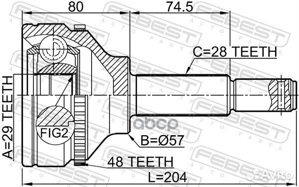 ШРУС наружный 29X57X28 подходит для ford transit