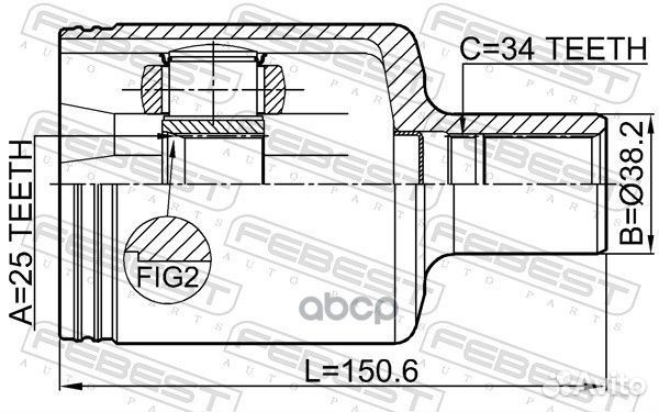 Шрус внутренний левый 25x38.2x34 mercedes benz