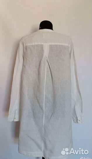 Рубашка белая льняная 42 длинная рубашка лен