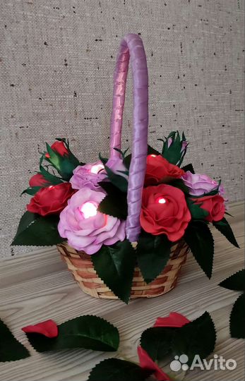 Светильник - ночник цветы на подарок ручной работы