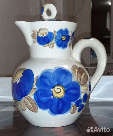 Фаянсовые кувшин и блюдо зик, ручная роспись, винт