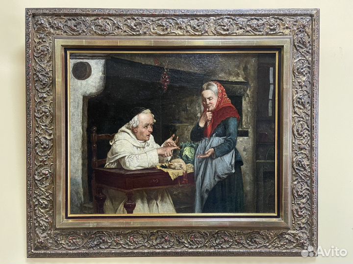Антикварная картина масло, холст 