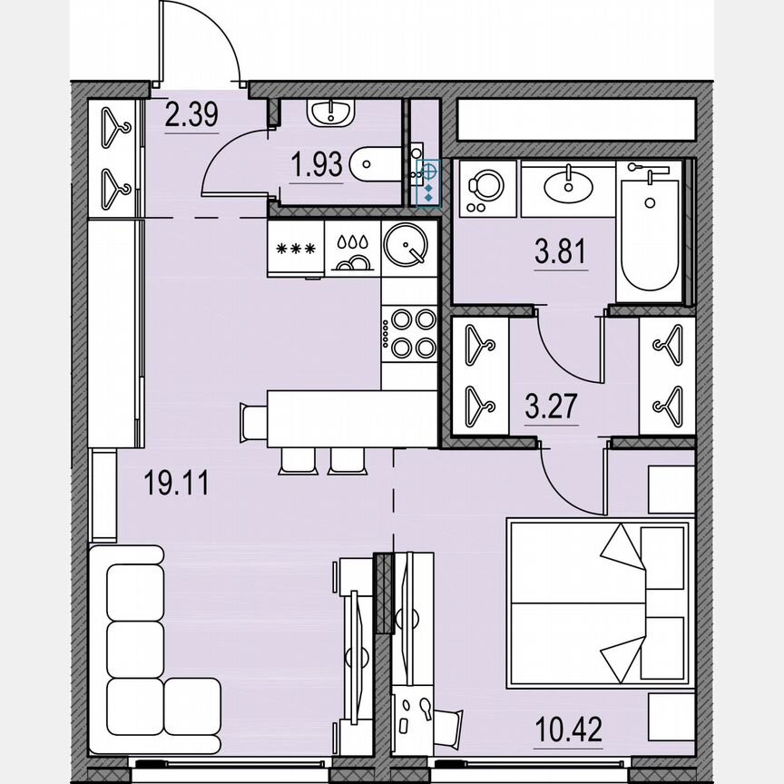 1-к. квартира, 41 м², 3/17 эт.