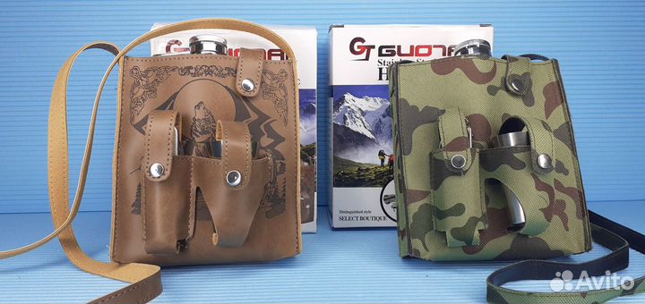 Набор охотника туриста Волк Фляга стопки нож Сумка