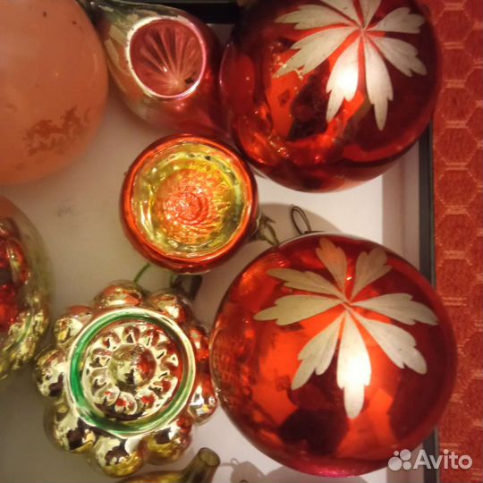 Елочные игрушки СССР стекло картон