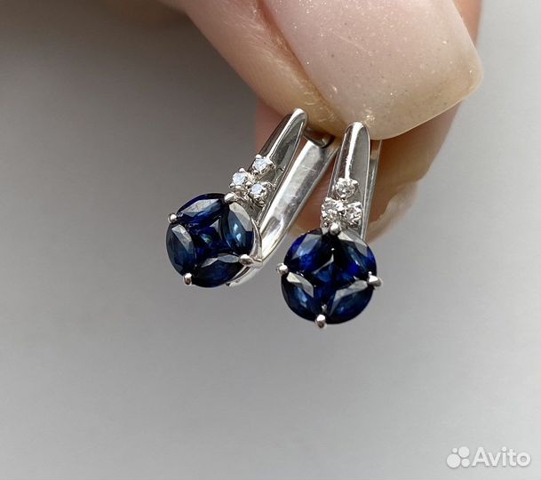 Серьги золотые с сапфирами и бриллиантами