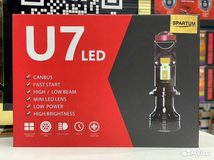 Светодиодные LED с линзами лампочки H7 U7