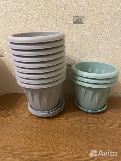 Горшки цветочные пластиковые (кашпо) 12 шт