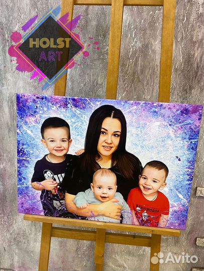 Портрет по фото на холсте