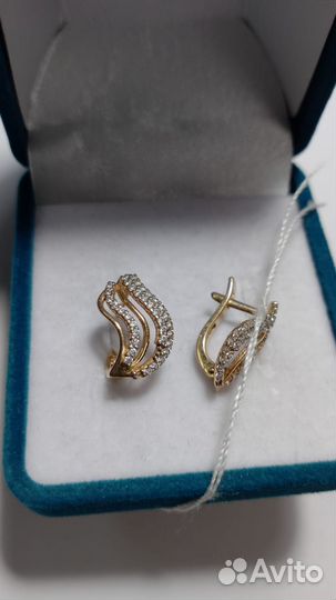 Золотые серьги 585 с фианитами