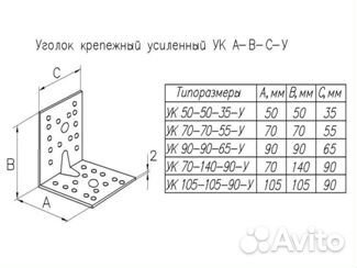 Крепёжный уголок монтажный усиленный 90х90х65