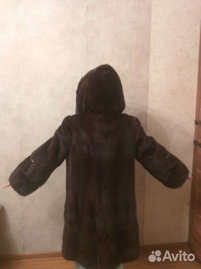 Шуба норковая с капюшоном