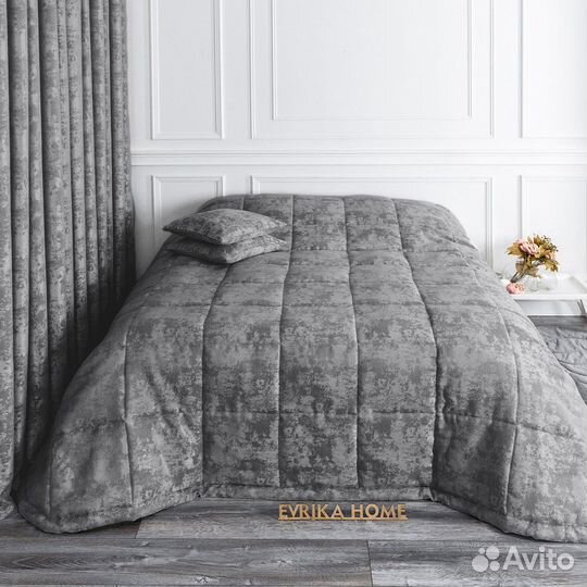 Покрывало Зарина темно-серый новое плед на кровать