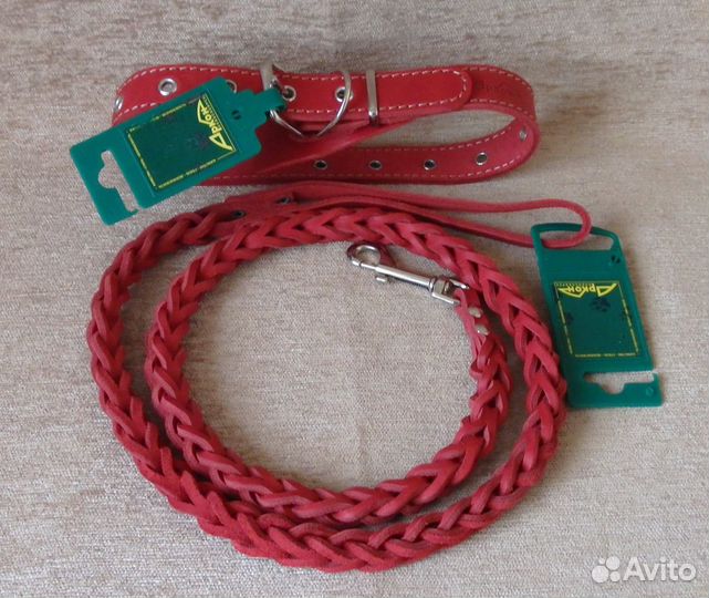 Ошейники+поводки. Натуральная кожа. Россия. Новые