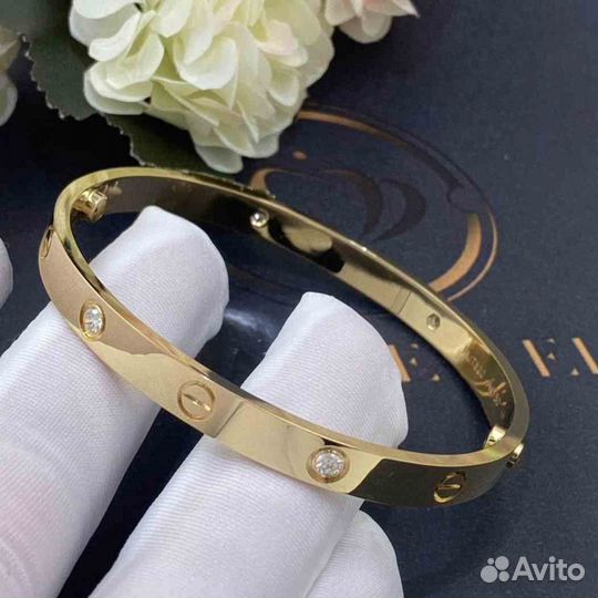 Браслет Cartier Love, 4 брилл., желтое золото 0,51ct