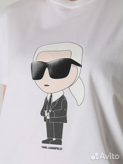 Футболка хлопковая с принтом K/Ikonik Karl Lagerfe