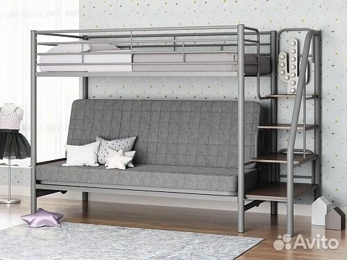 Кровать двухъярусная с диваном и лестницей