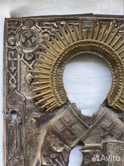 Оклад старинный к иконе Николай Чудотворец