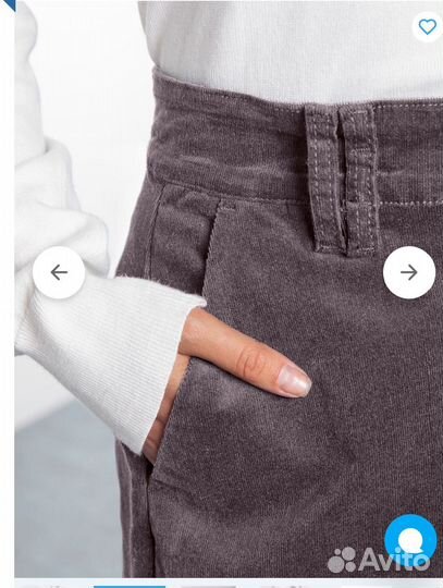 Юбка с разрезом из эластичного вельвета Vilatte