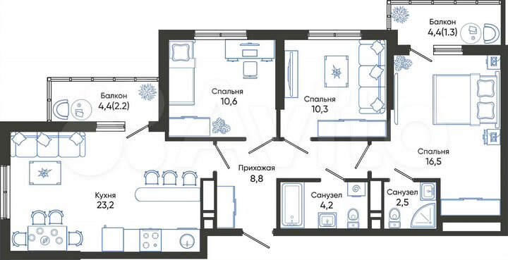 3-к. квартира, 79,6 м², 18/24 эт.