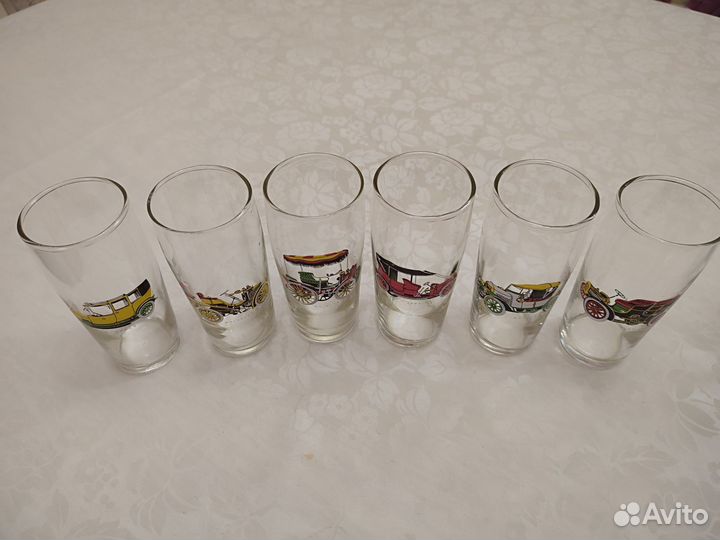 Стаканы ГДР с ретро-автомобилями