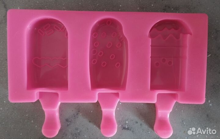 Силиконовая форма для мороженого на 3 шт
