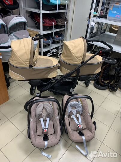 Коляска для двойни + maxi-cosi