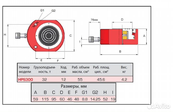 Hi-Force Великобритания 32 тонны новый цилиндр