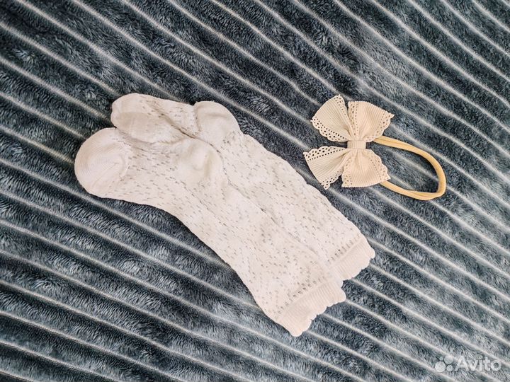 Платье на девочку 80-86 повязка и гольфики