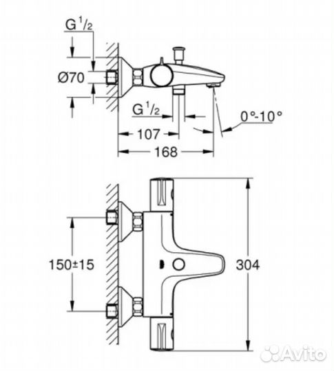 Термостат для ванны grohe Grohtherm 800, хром