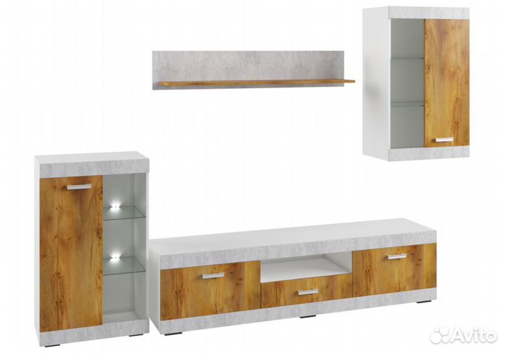 Готовые гостиные Вега цемент светлый - таксония ме