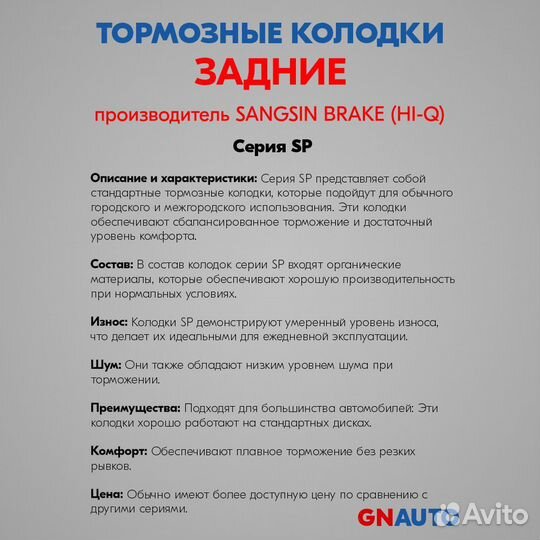 Тормозные колодки задние SP1865 Sangsin Brake