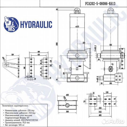 Гидроцилиндр на Тонар