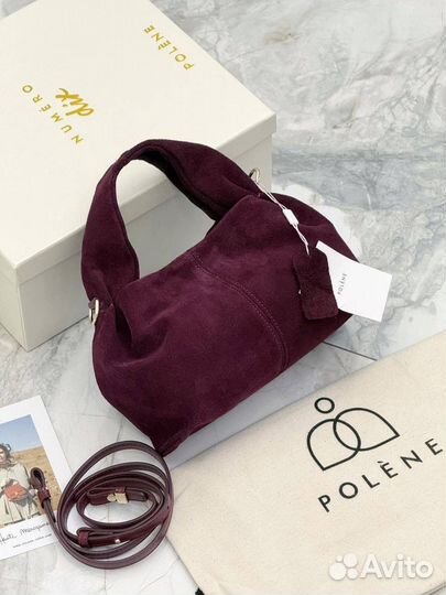 Сумка с ручкой Polene натуральная замша шоколад
