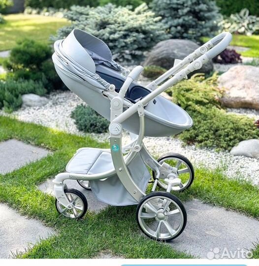 Коляска 3 в 1 эко кожа/серый