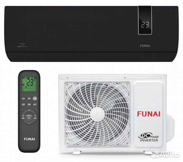 Черный инверторный кондиционер Funai
