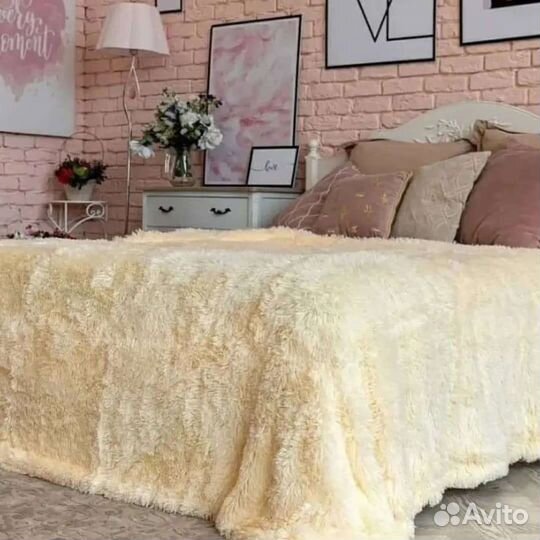 Покрывало плед с длинной ворсой