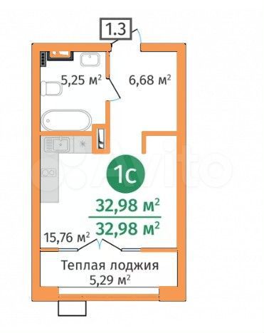 Квартира-студия, 33 м², 4/24 эт.