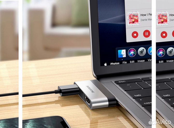 Адаптер Type-C на hdmi + USB3.0 - 
