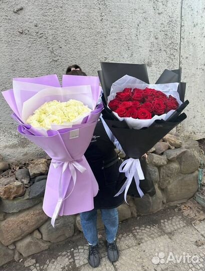 Большие букеты с розами. 15 25 51 101 роза