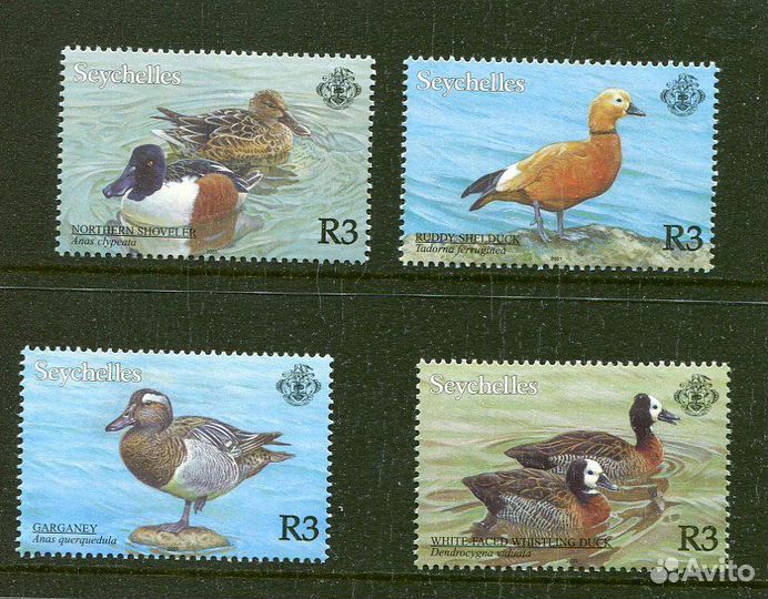Почтовые марки Сейшелы Птицы Рыбы Корабли