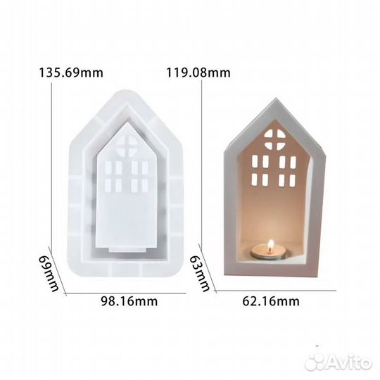 Силиконовая форма домик подсвечник для гипса